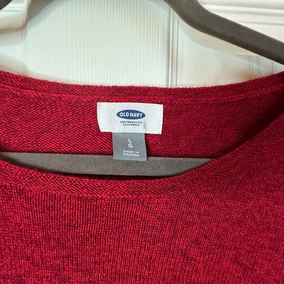 Old Navy Women's Large Red Marled Knit Classic Crew Neck Long Sleeve Sweater - Picture 3 of 5